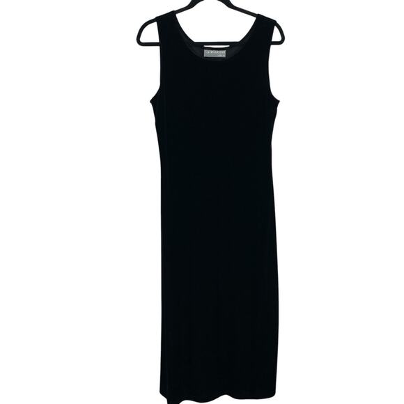 Vintage Carol Anderson Velvet Maxi Dress Womens size Medium Black Tank - Picture 1 of 7